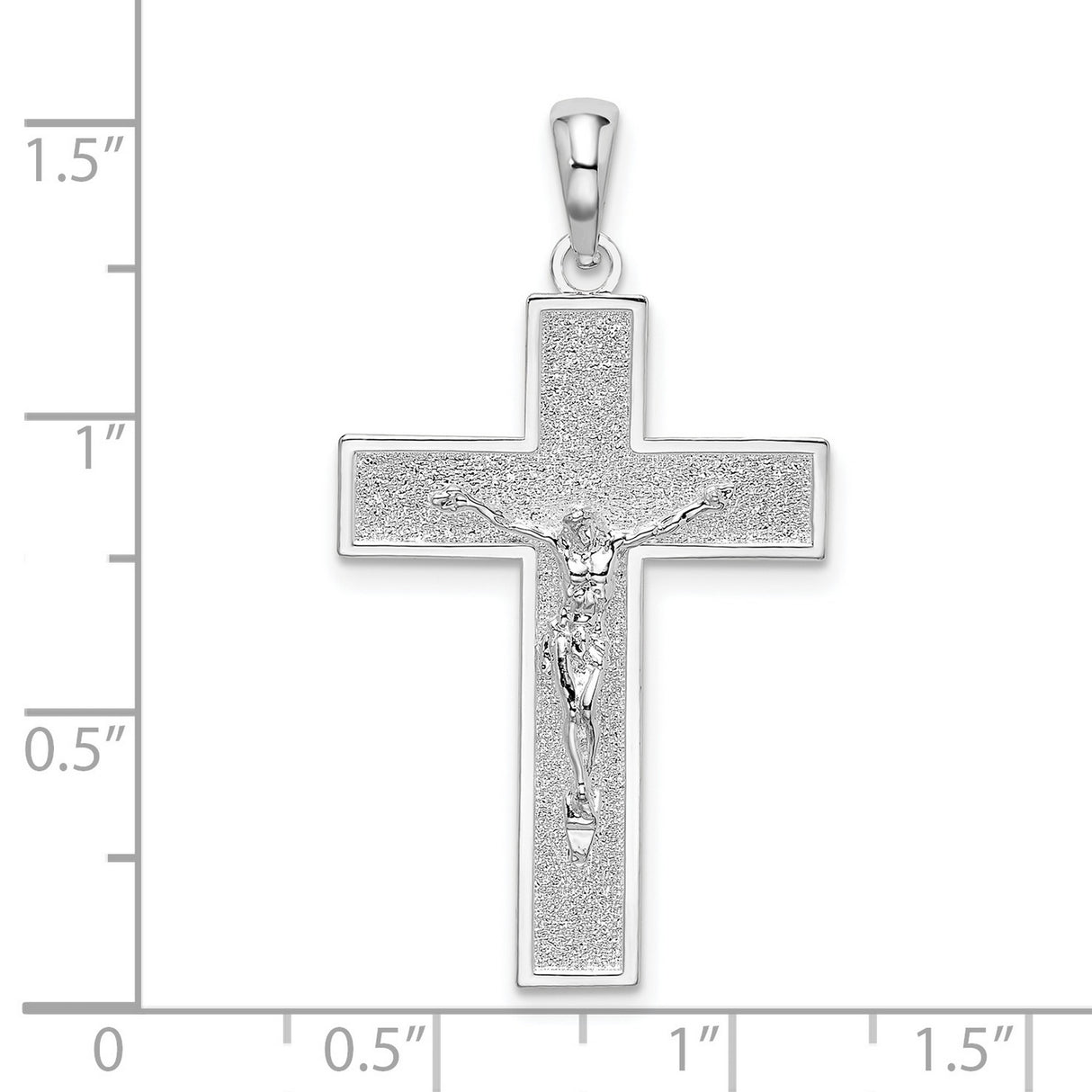 Sterling Silver Crucifix Cross Pendant, Textured Latin Cross with Polished Finish