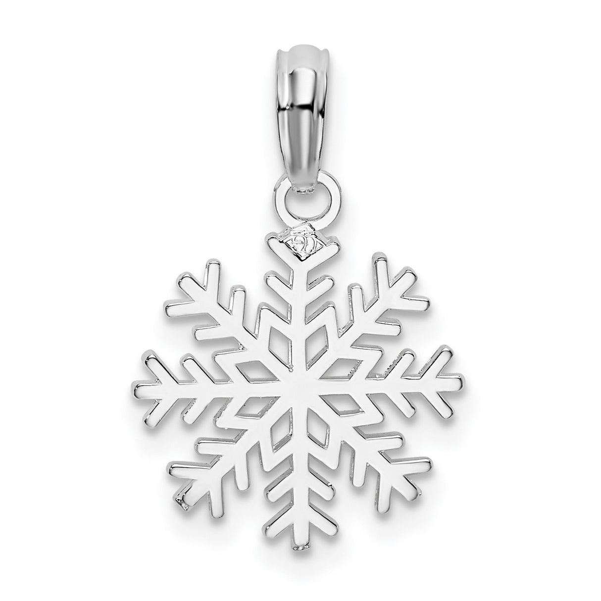 Sterling Silver Snowflake Pendant with Cutout Design and Diamond Accent