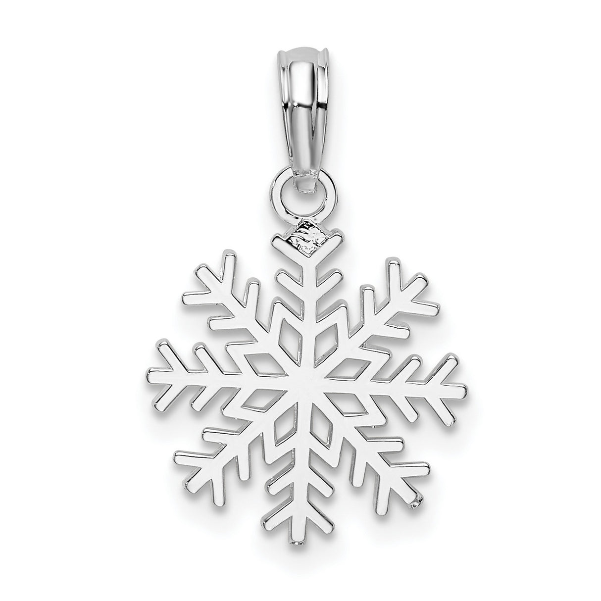 Sterling Silver Snowflake Pendant with Cutout Design and Diamond Accent