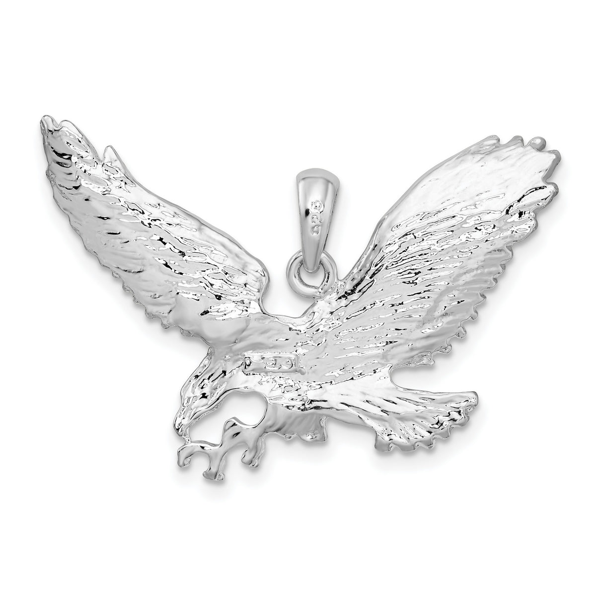 Sterling Silver Eagle Pendant with Outstretched Wings, Symbol of Freedom and Strength