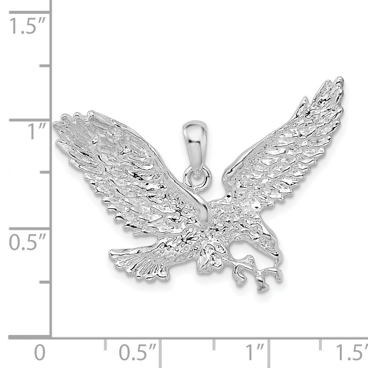 Sterling Silver Eagle Pendant with Outstretched Wings, Symbol of Freedom and Strength