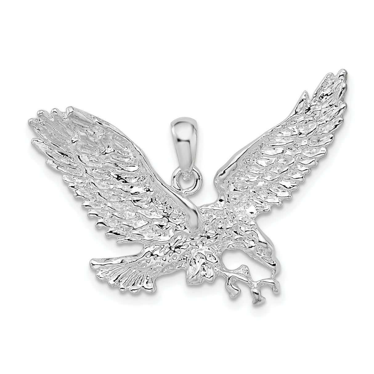 Sterling Silver Eagle Pendant with Outstretched Wings, Symbol of Freedom and Strength