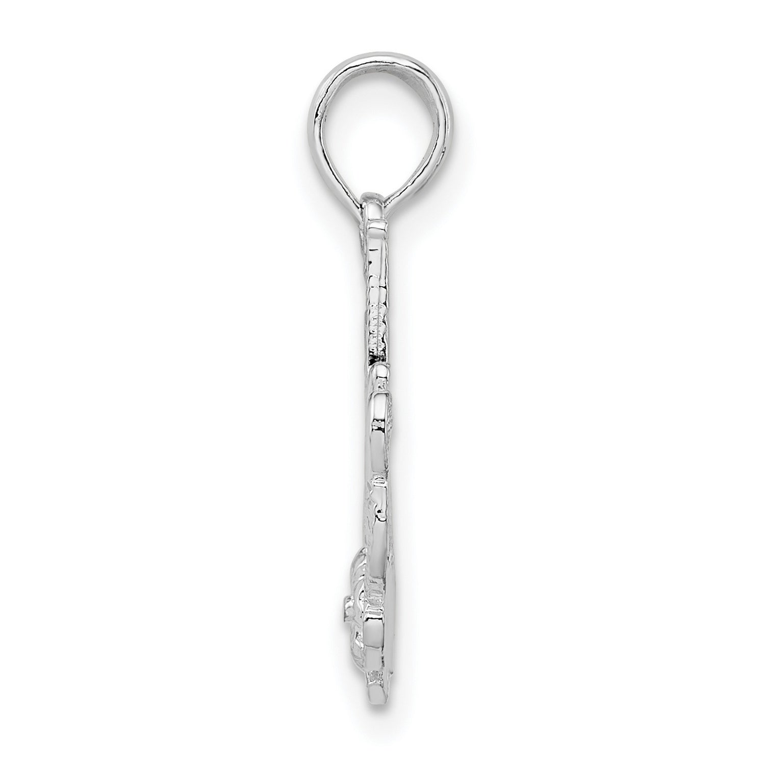 Sterling Silver Number One Mom Pendant with Floral Design and Cursive Lettering