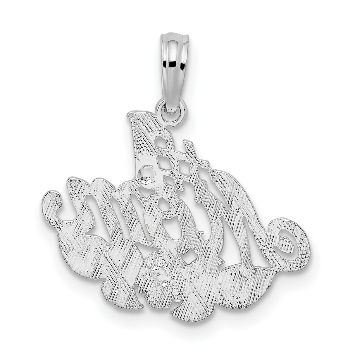 Sterling Silver Number One Mom Pendant with Floral Design and Cursive Lettering