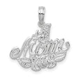 Sterling Silver Number One Mom Pendant with Floral Design and Cursive Lettering