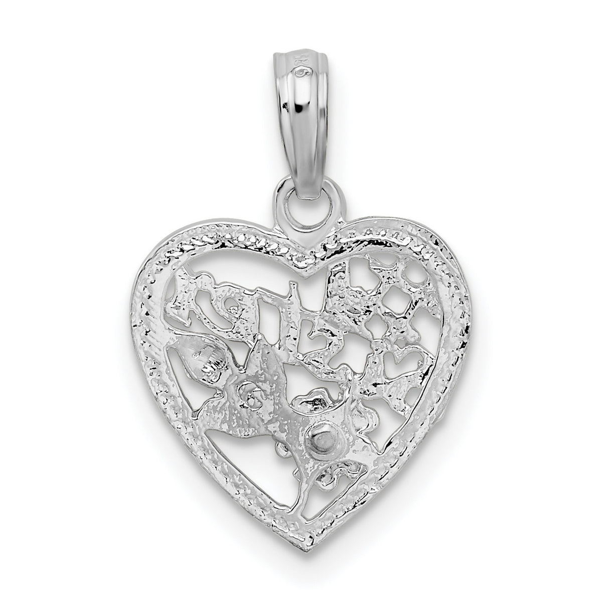 Sterling Silver Heart Pendant with Floral Design, Sister Sentimental Jewelry for Women