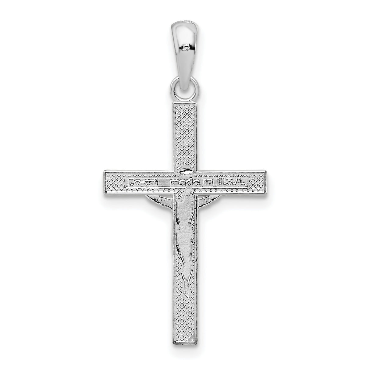 Sterling Silver Crucifix Cross Pendant with Jesus Figure, Mirror Finish, Spiritual Design