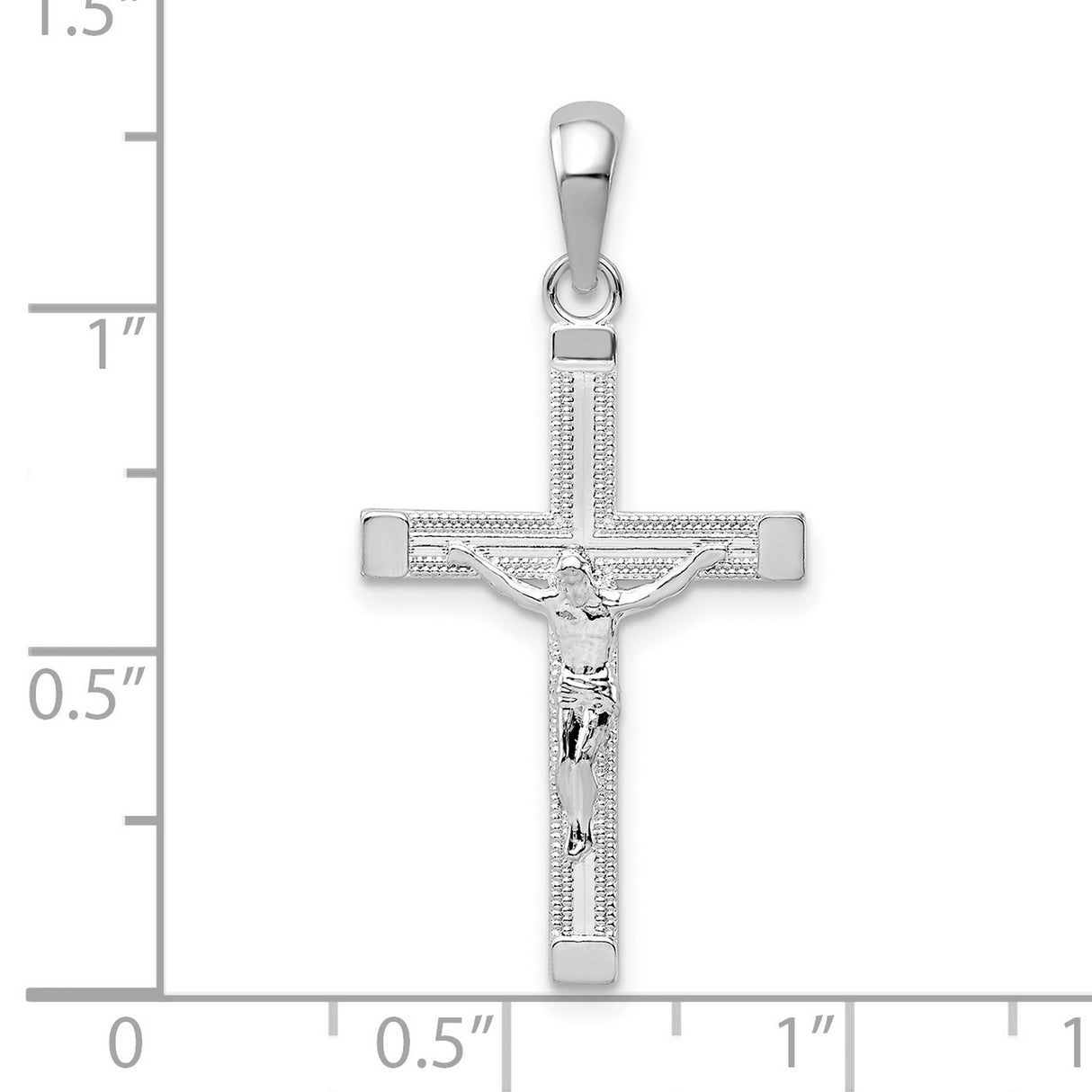 Sterling Silver Crucifix Cross Pendant with Jesus Figure, Mirror Finish, Spiritual Design