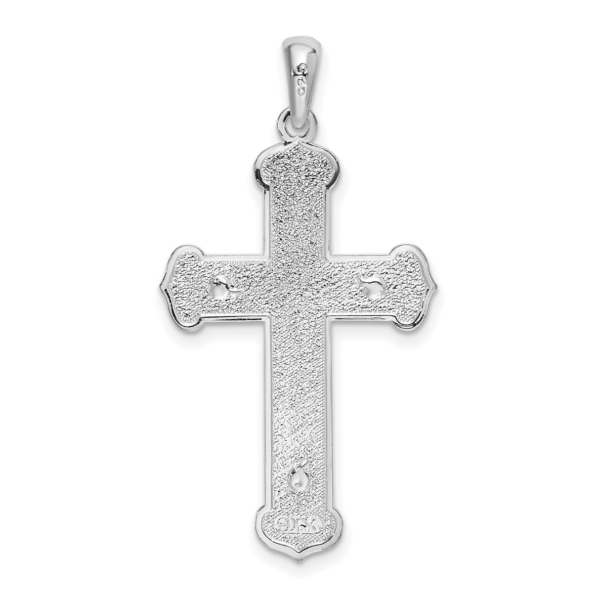 Sterling Silver Crucifix Cross Pendant with Flared Edges and Scalloped Design