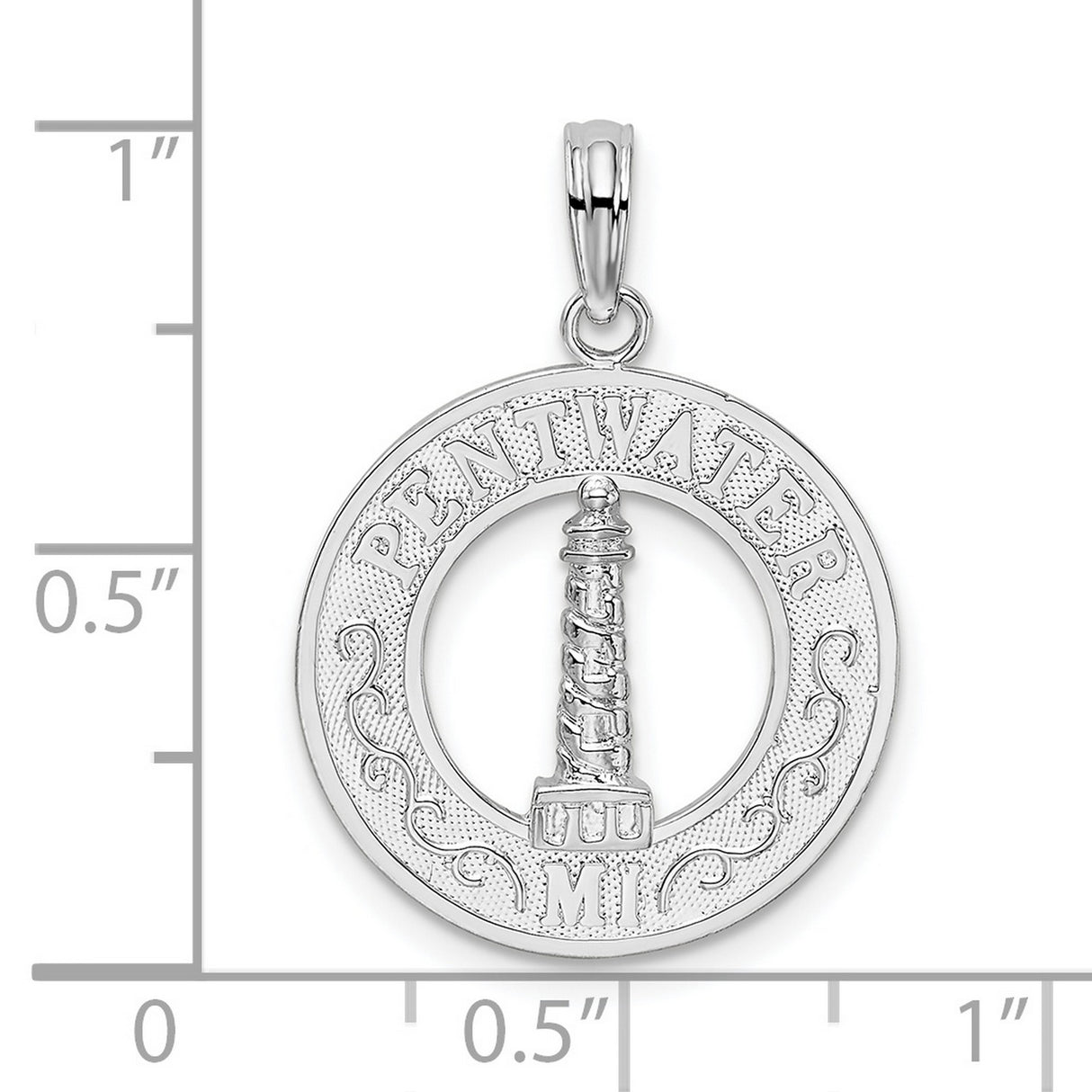 Sterling Silver Lighthouse Pendant with Pentwater Michigan Engraving, Nautical Travel Charm