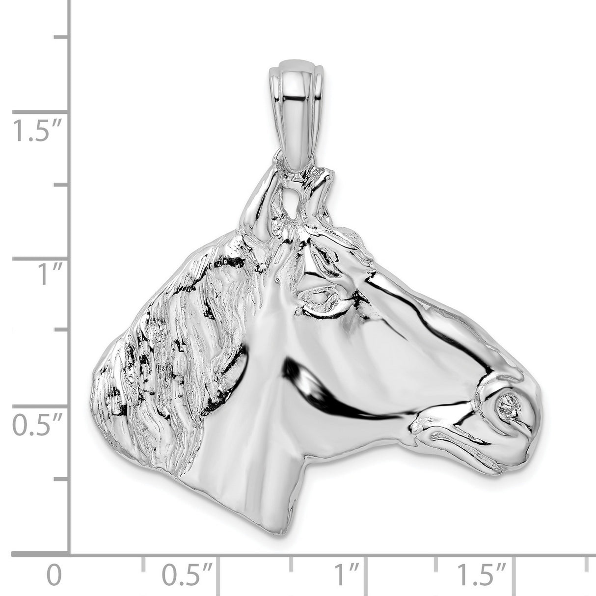 Sterling Silver Horse Head Pendant with Detailed Equestrian Profile for Women or Unisex