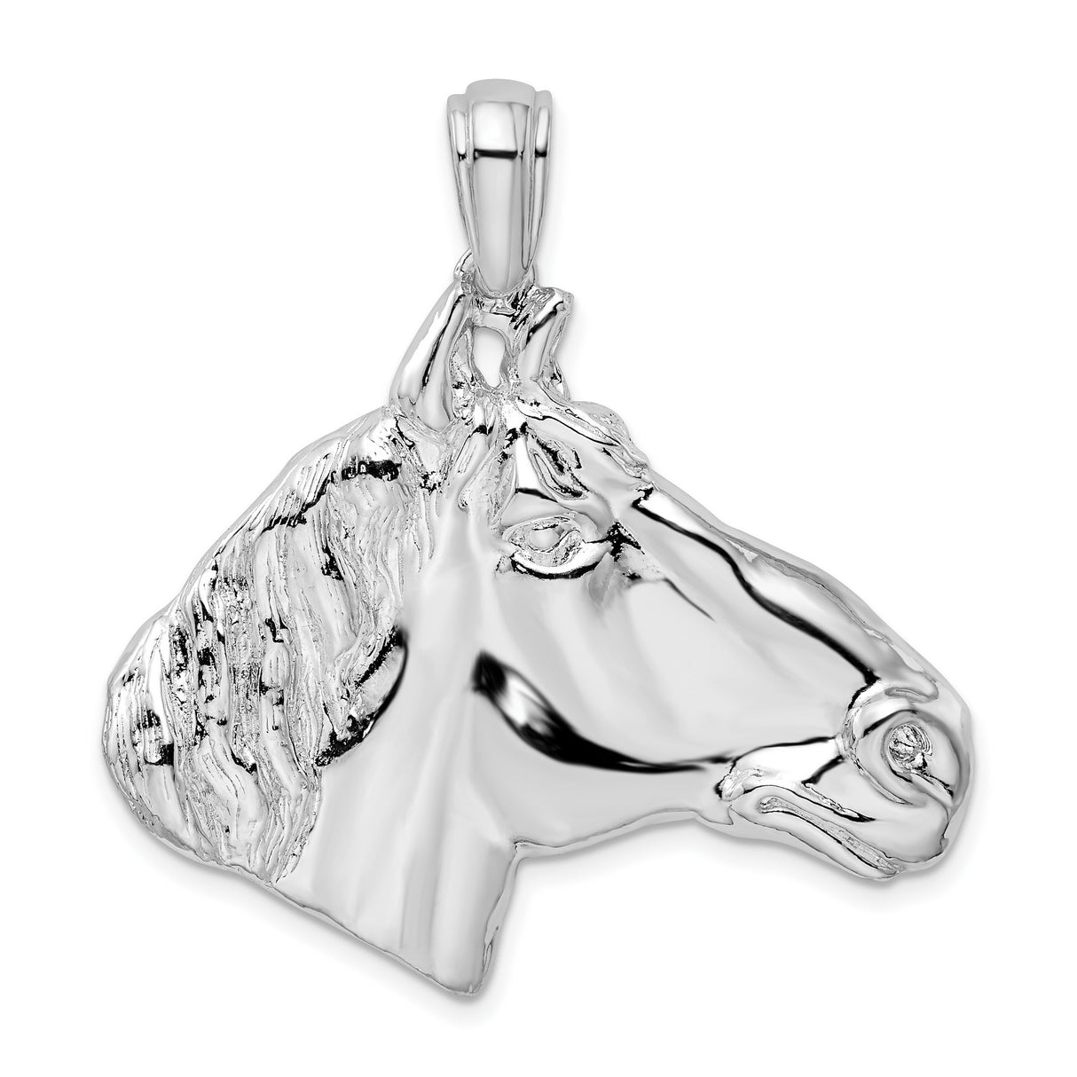 Sterling Silver Horse Head Pendant with Detailed Equestrian Profile for Women or Unisex