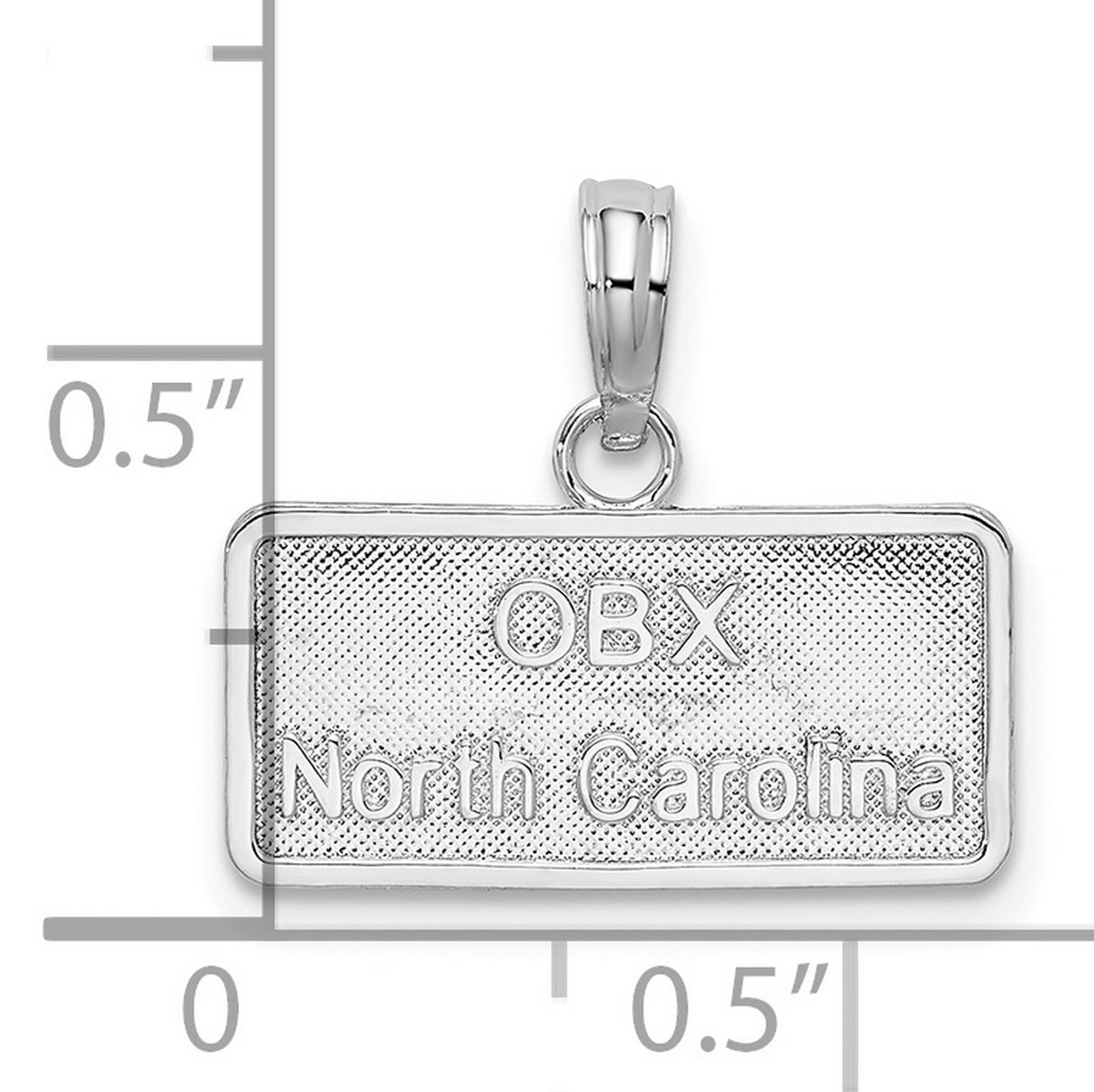 Sterling Silver OBX North Carolina Pendant, Outer Banks Rectangle Charm, Coastal Souvenir Jewelry