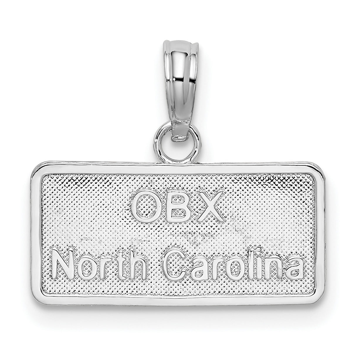 Sterling Silver OBX North Carolina Pendant, Outer Banks Rectangle Charm, Coastal Souvenir Jewelry