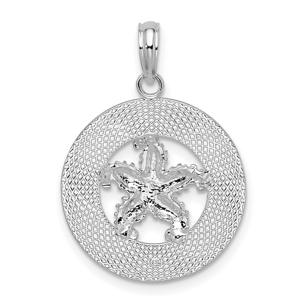 Sterling Silver Starfish Pendant with Port Aransas Engraving and Wave Accents
