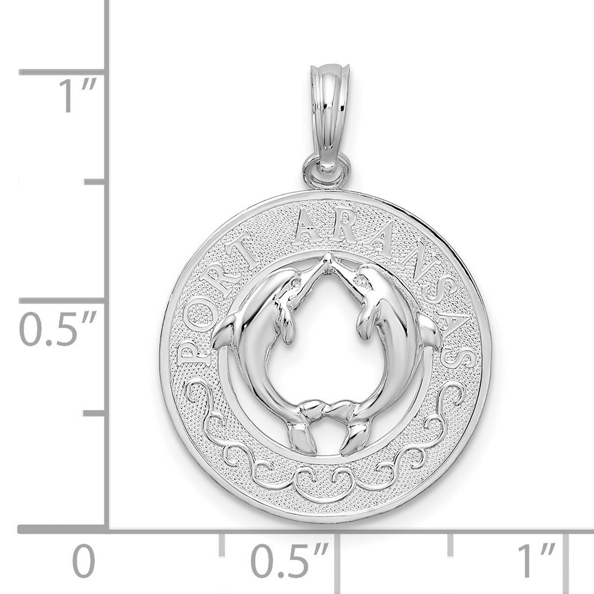 Sterling Silver Dolphin Circle Pendant with Wave Motif, Nautical Marine Life Design