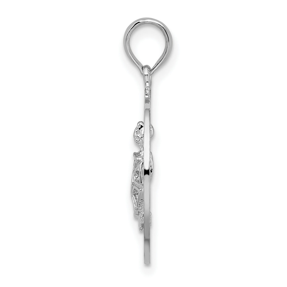 Sterling Silver Turtle Pendant with Port Aransas Engraving, Nautical Marine Life Charm