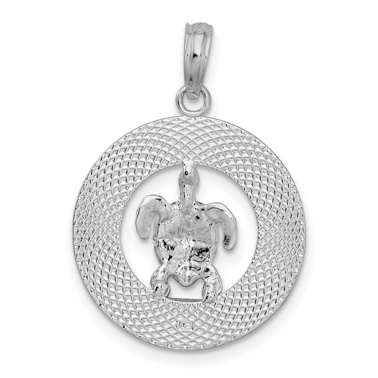 Sterling Silver Turtle Pendant with Port Aransas Engraving, Nautical Marine Life Charm