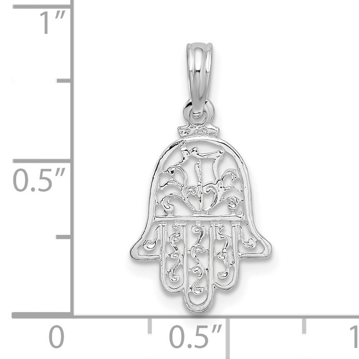 Sterling Silver Hamsa Pendant with Intricate Filigree Design, Religious Protection Amulet