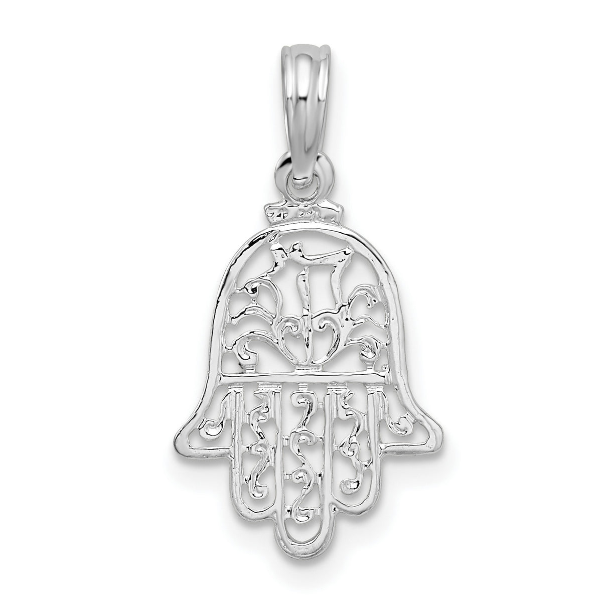 Sterling Silver Hamsa Pendant with Intricate Filigree Design, Religious Protection Amulet