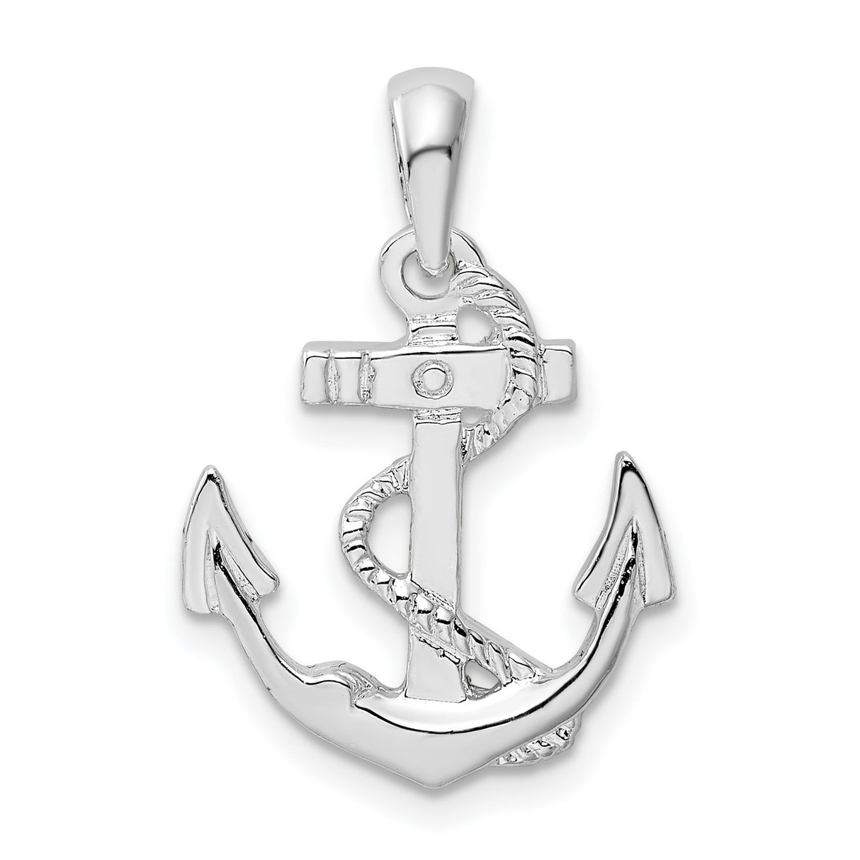 Sterling Silver Anchor Pendant with Rope Design, Nautical Symbol of Hope and Strength
