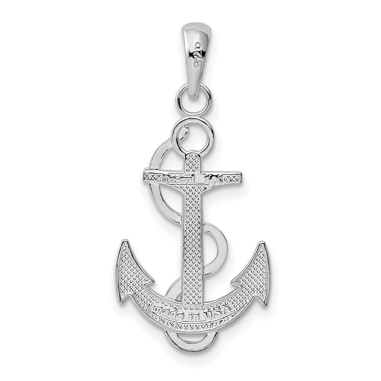 Sterling Silver Anchor Pendant with Rope Design, Nautical Symbol of Hope and Stability