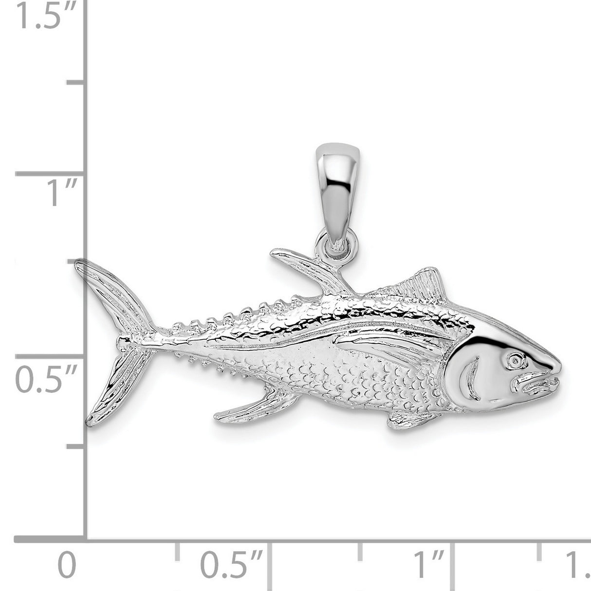 Sterling Silver Tuna Fish Pendant, Detailed Marine Life Nautical Theme for Men or Unisex