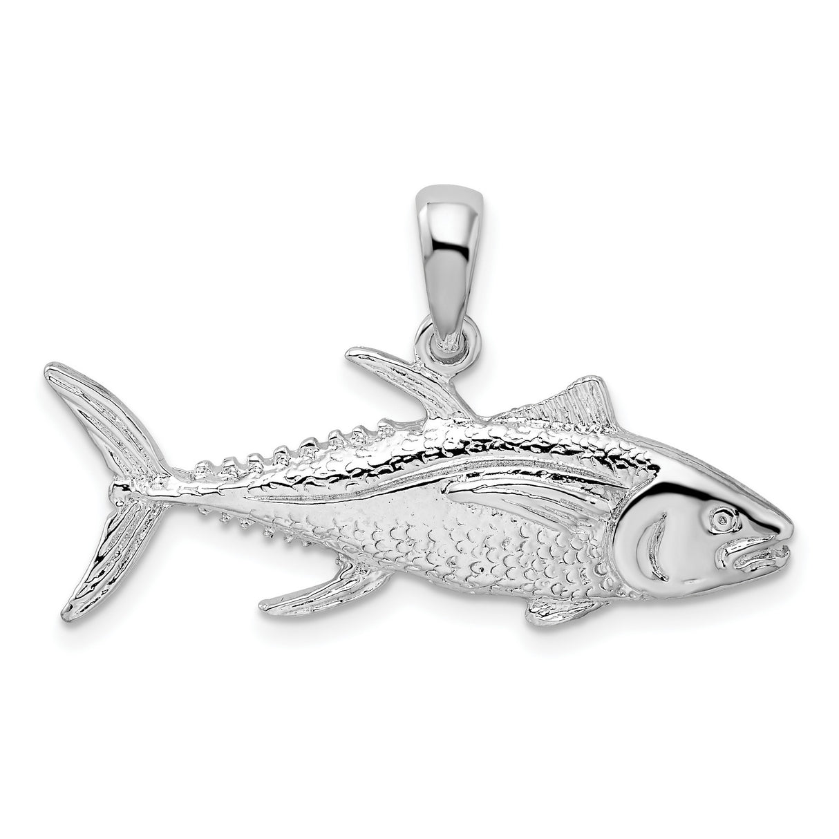 Sterling Silver Tuna Fish Pendant, Detailed Marine Life Nautical Theme for Men or Unisex