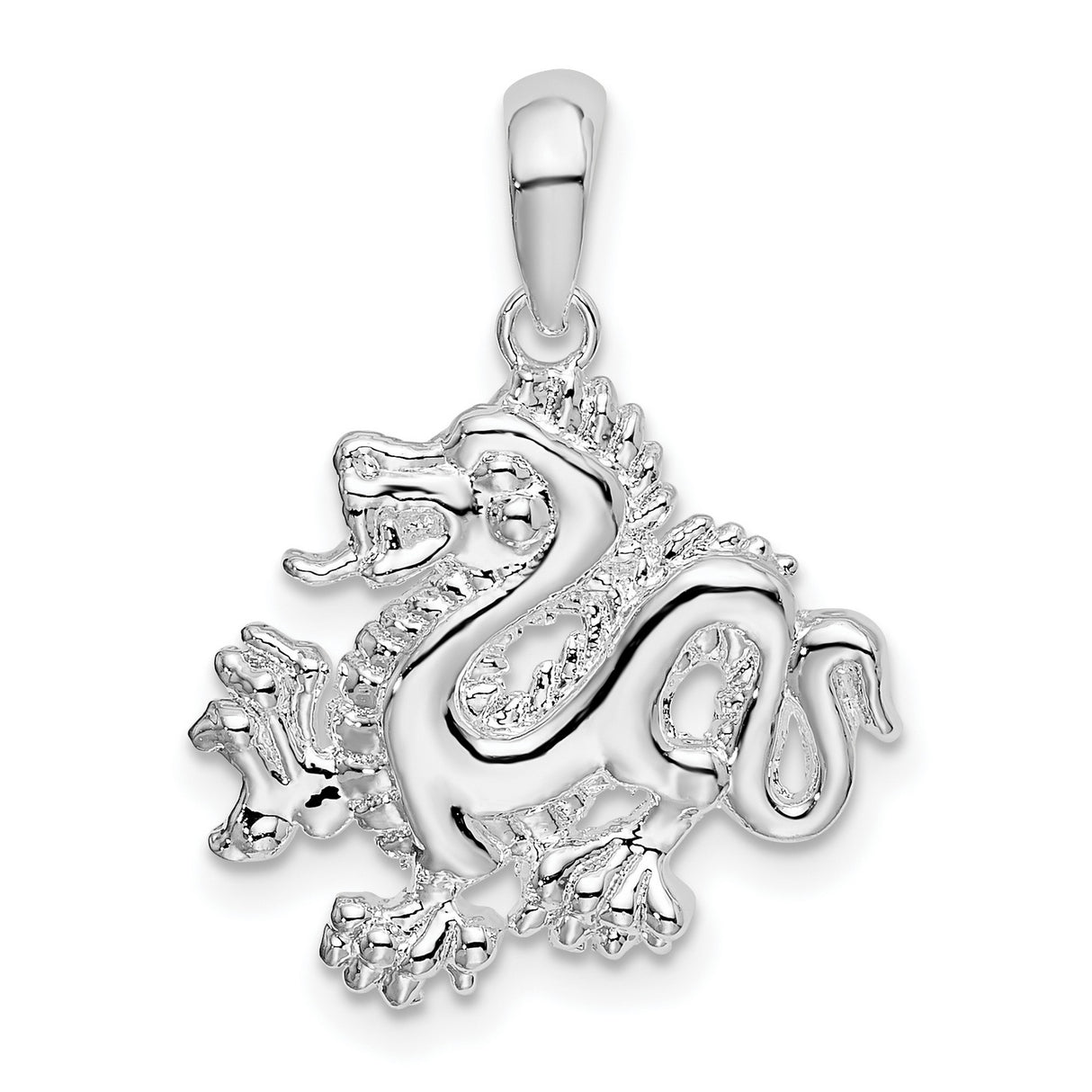 Sterling Silver Dragon Pendant, Asian Mythical Creature Design, Strength and Protection Amulet