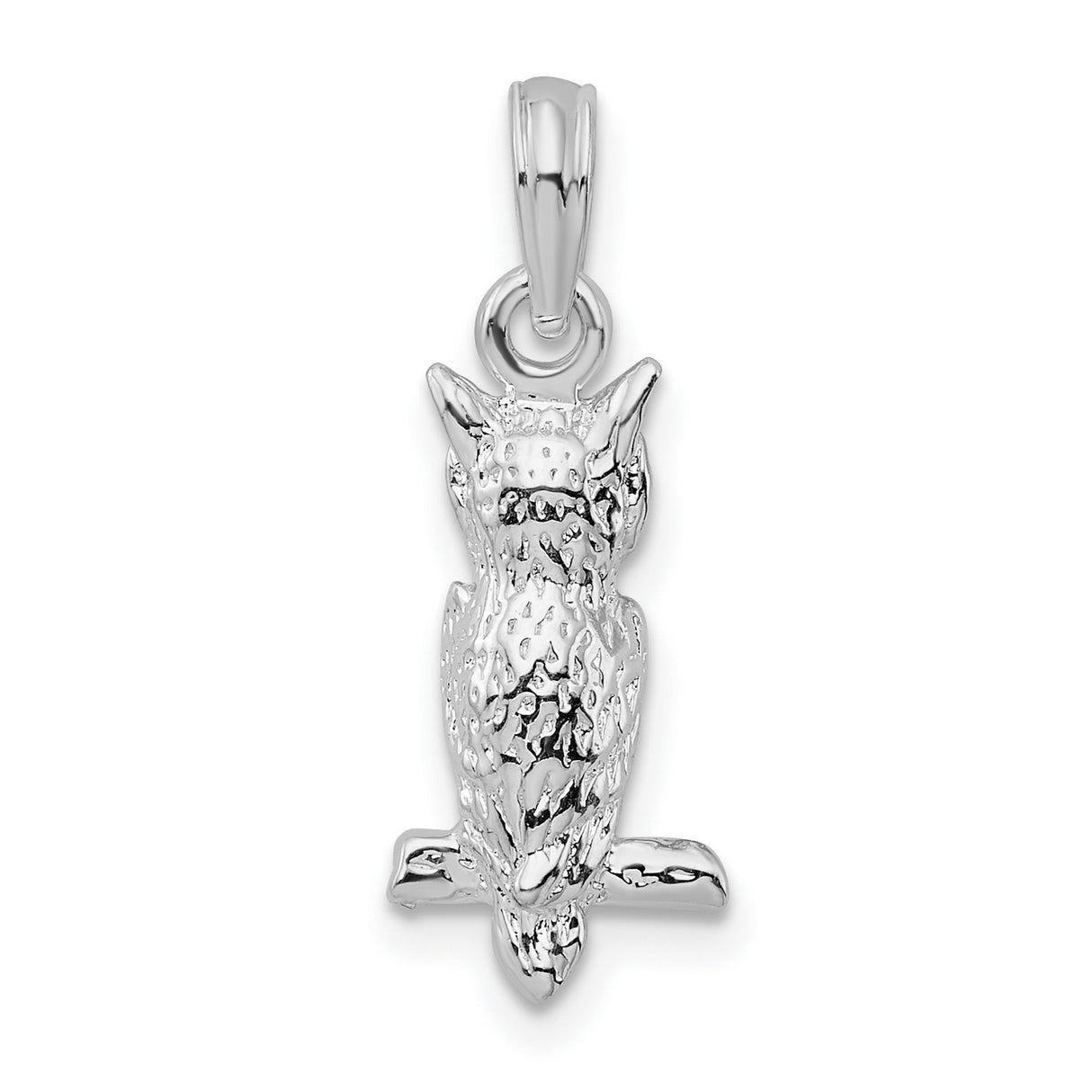 Sterling Silver Owl Pendant with 3D Branch Design, Nature Inspired Animal Charm for Women