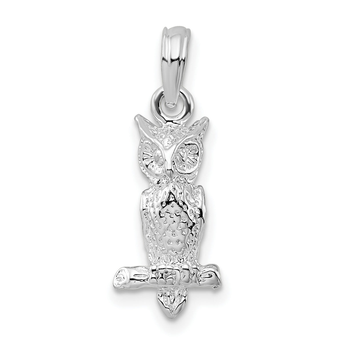 Sterling Silver Owl Pendant with 3D Branch Design, Nature Inspired Animal Charm for Women