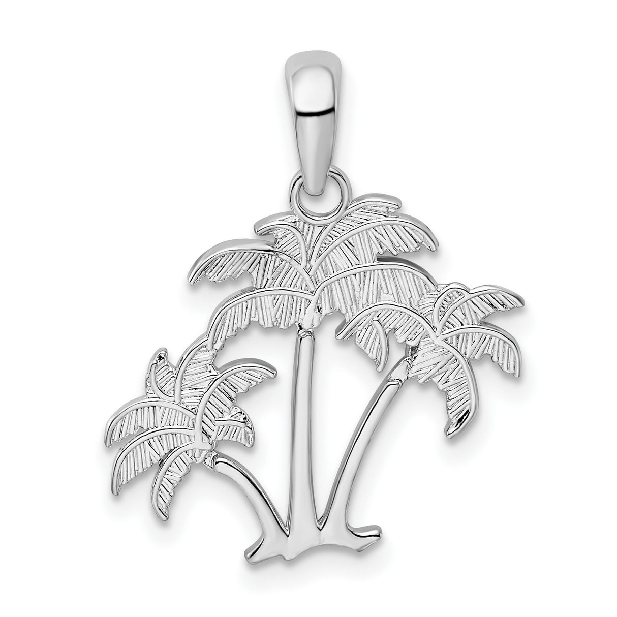 Sterling Silver Palm Tree Pendant with Tropical Silhouette Design
