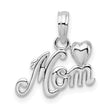 Sterling Silver Mom Pendant with Heart Accent, Script Style Family Jewelry