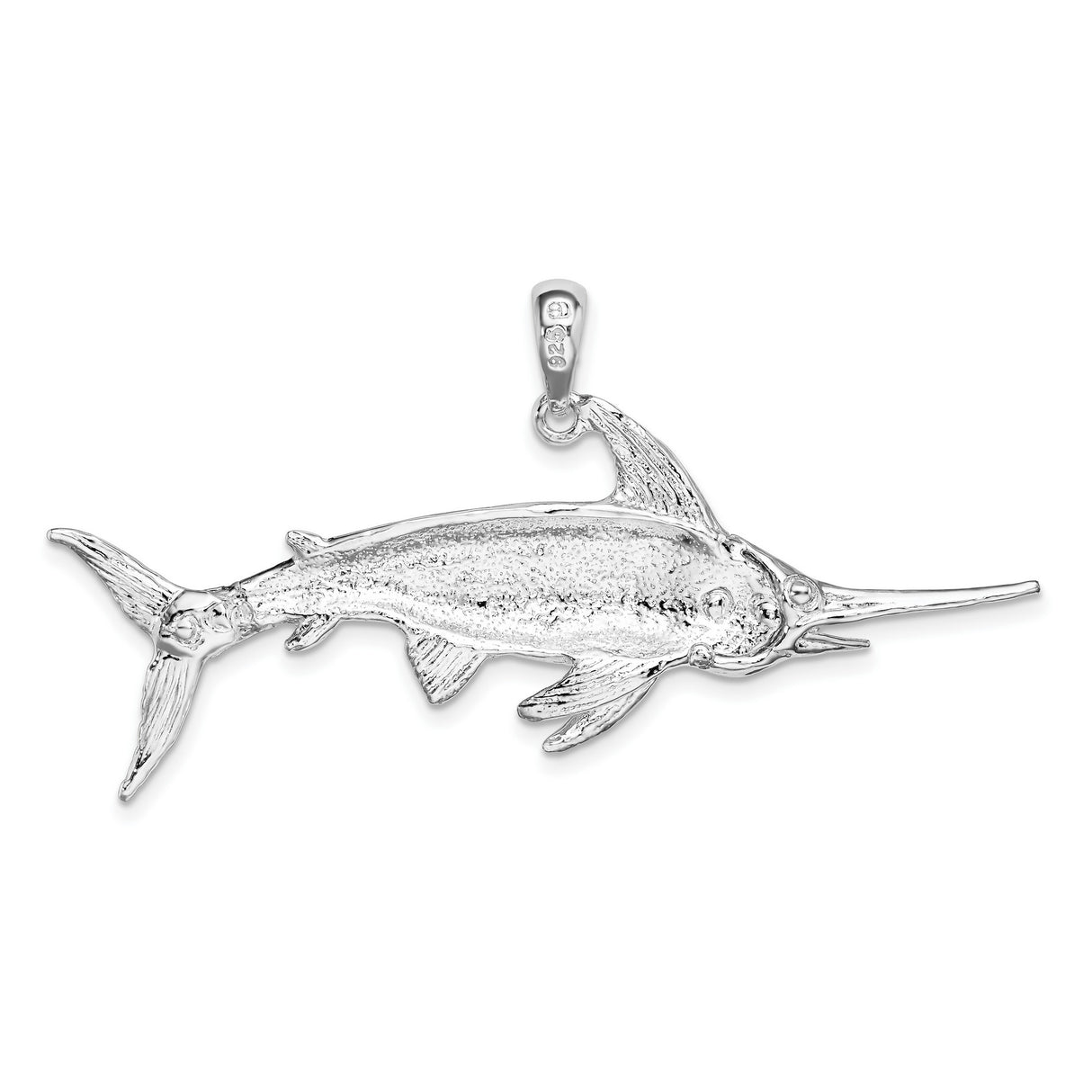 Sterling Silver Swordfish Pendant, Realistic Ocean Life Detail, Nautical Theme for Men and Unisex Wear