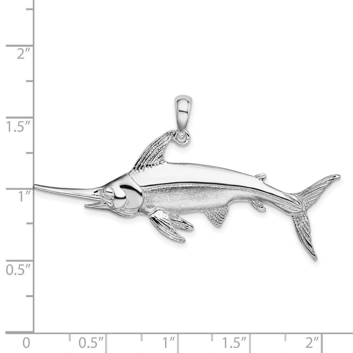 Sterling Silver Swordfish Pendant, Realistic Ocean Life Detail, Nautical Theme for Men and Unisex Wear