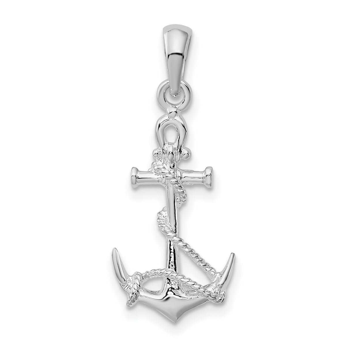 Sterling Silver Anchor Pendant with Rope Detail, Nautical Theme, Christian Jewelry for Men or Women