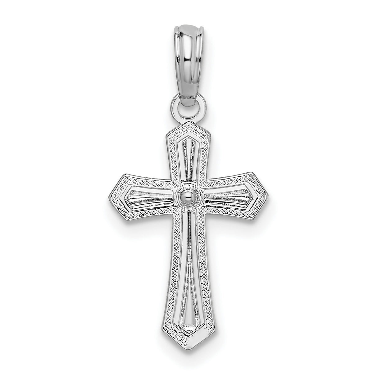 Sterling Silver Cross Pendant with Beaded Border, Flared Tips, and Beveled Arms
