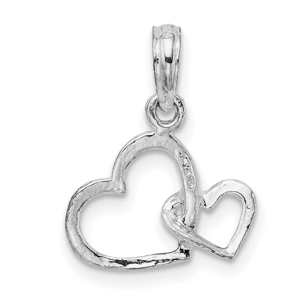 Sterling Silver Open Heart Pendant with Interlocking Hearts and Modern Minimalist Design