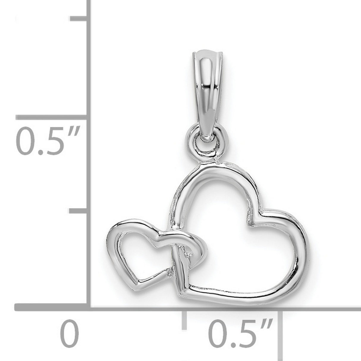 Sterling Silver Open Heart Pendant with Interlocking Hearts and Modern Minimalist Design