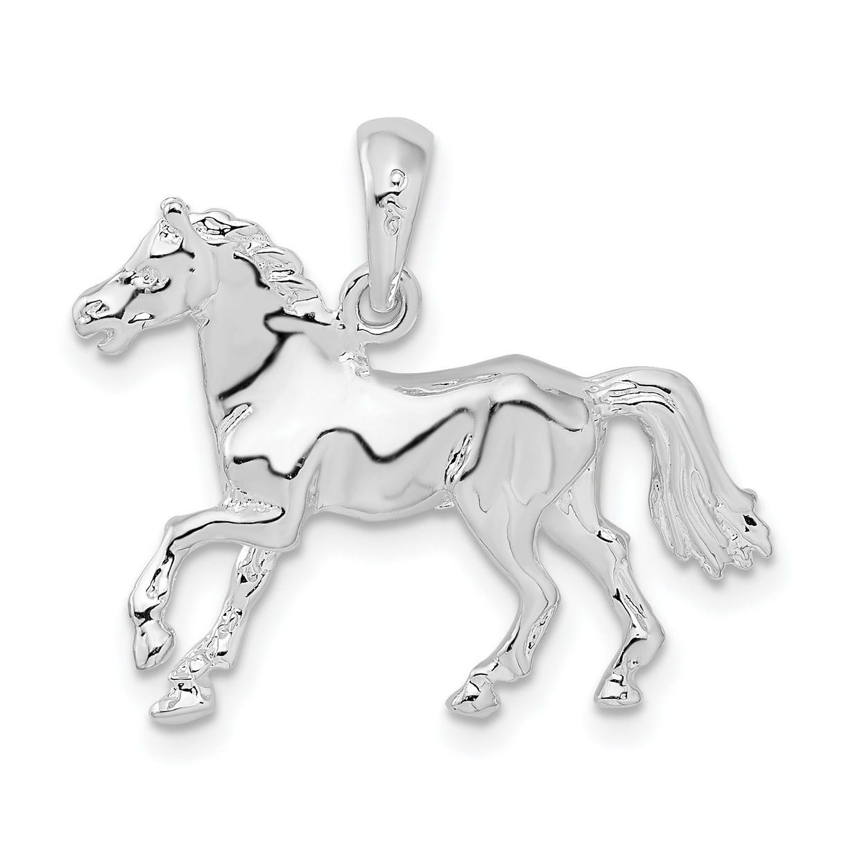 Sterling Silver Horse Pendant with Detailed Trotting Horse Design, Western Style for Women or Unisex