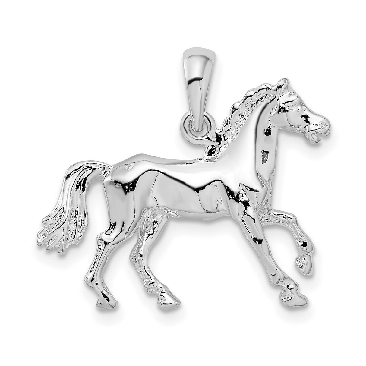 Sterling Silver Horse Pendant with Detailed Trotting Horse Design, Western Style for Women or Unisex