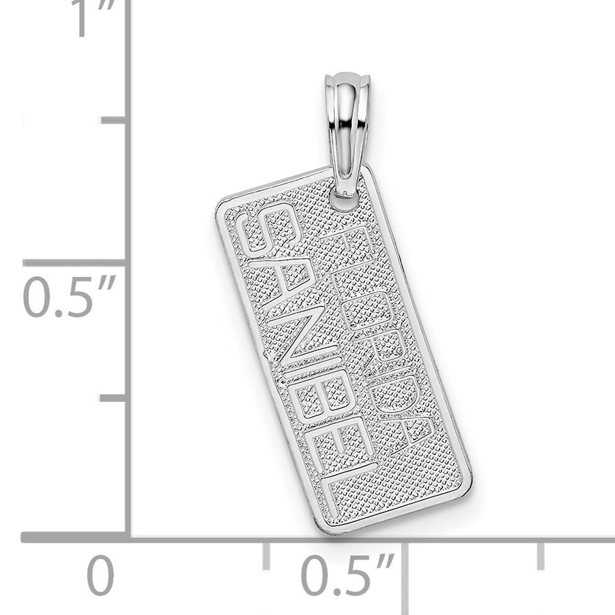 Sterling Silver Sanibel Florida Rectangular Pendant, Embossed Travel Souvenir Charm