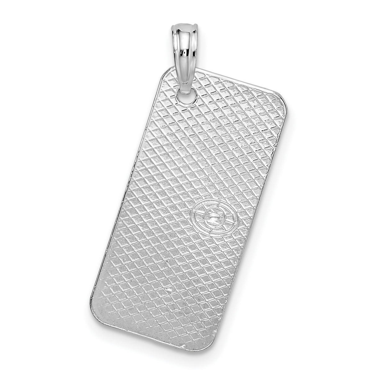 Sterling Silver Sanibel Pendant with Textured Rectangle Tag Design, Island Travel Charm