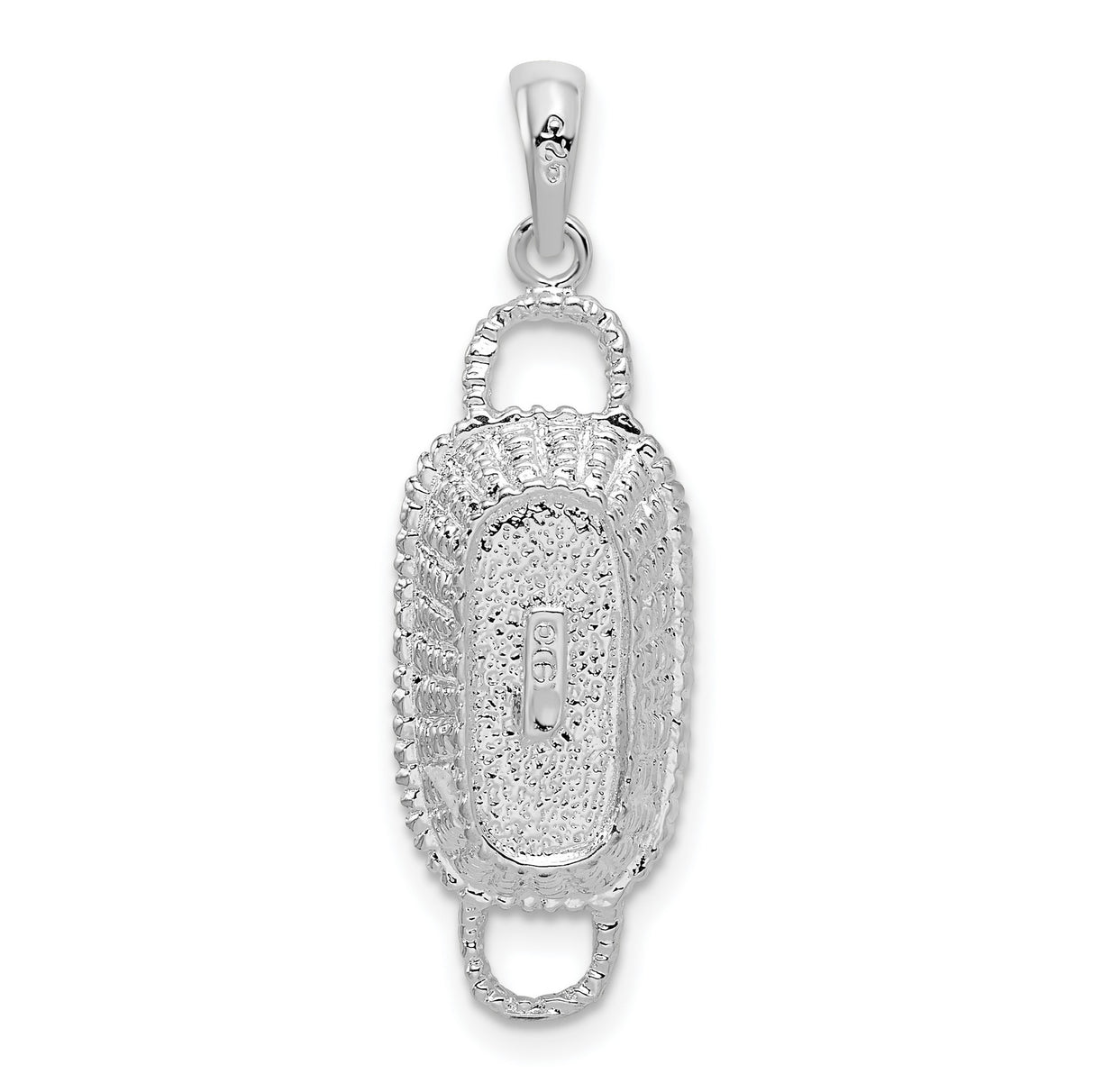 Sterling Silver Mezuzah Pendant with Textured Surface and Hebrew Inscription