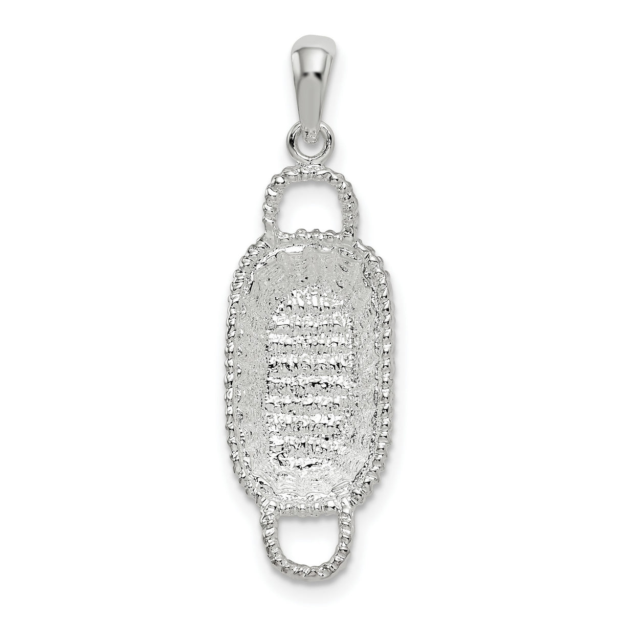 Sterling Silver Mezuzah Pendant with Textured Surface and Hebrew Inscription