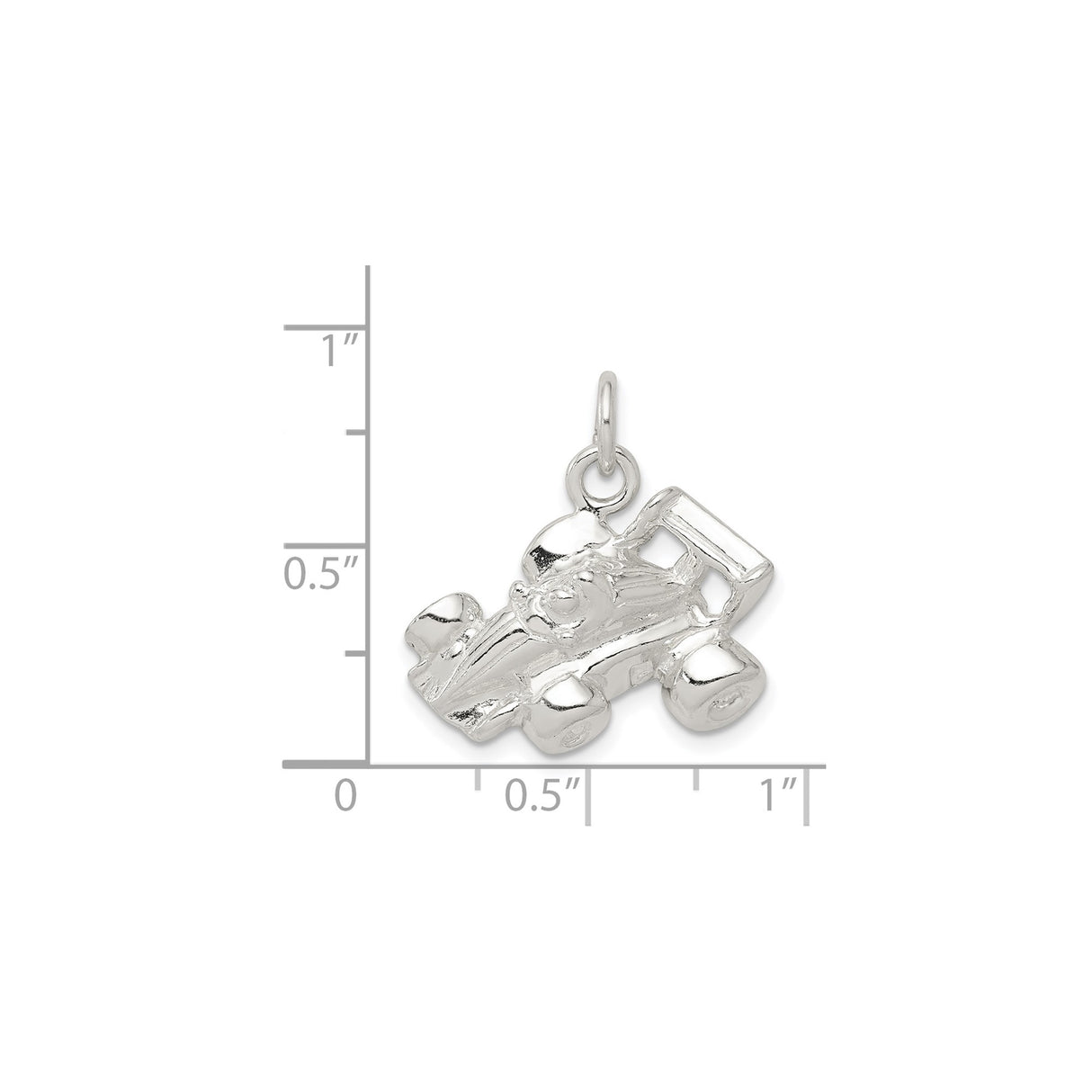 Sterling Silver Formula One Car Charm Pendant with 3D Open-Wheel Racing Design