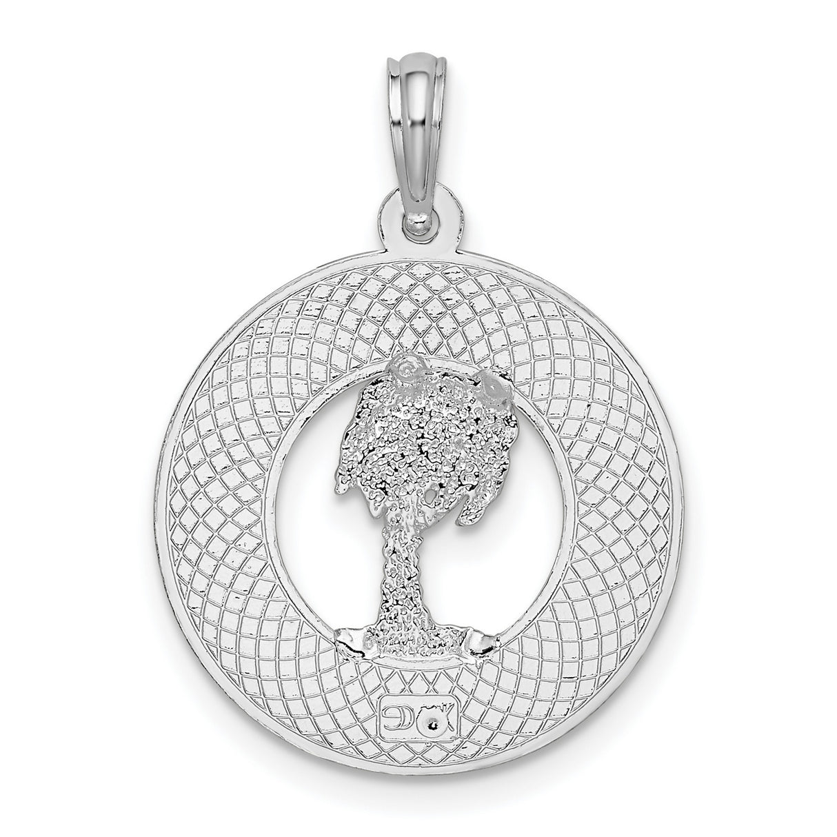 Sterling Silver Pendant with Palm Tree Design, Coastal Circle Charm, Southern Heritage Jewelry
