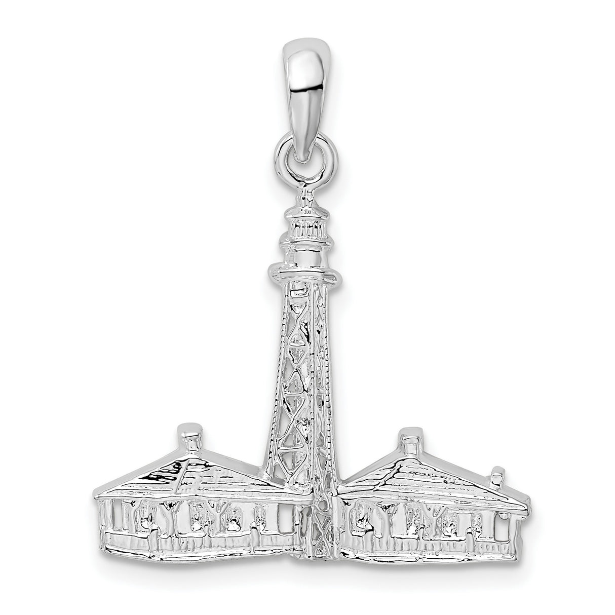 Sterling Silver Lighthouse Pendant with Nautical Charm, Coastal Theme Jewelry