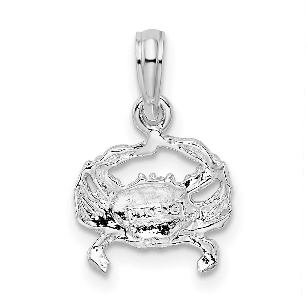 Polished Blue Crab Charm Pendant in Real 925 Sterling Silver