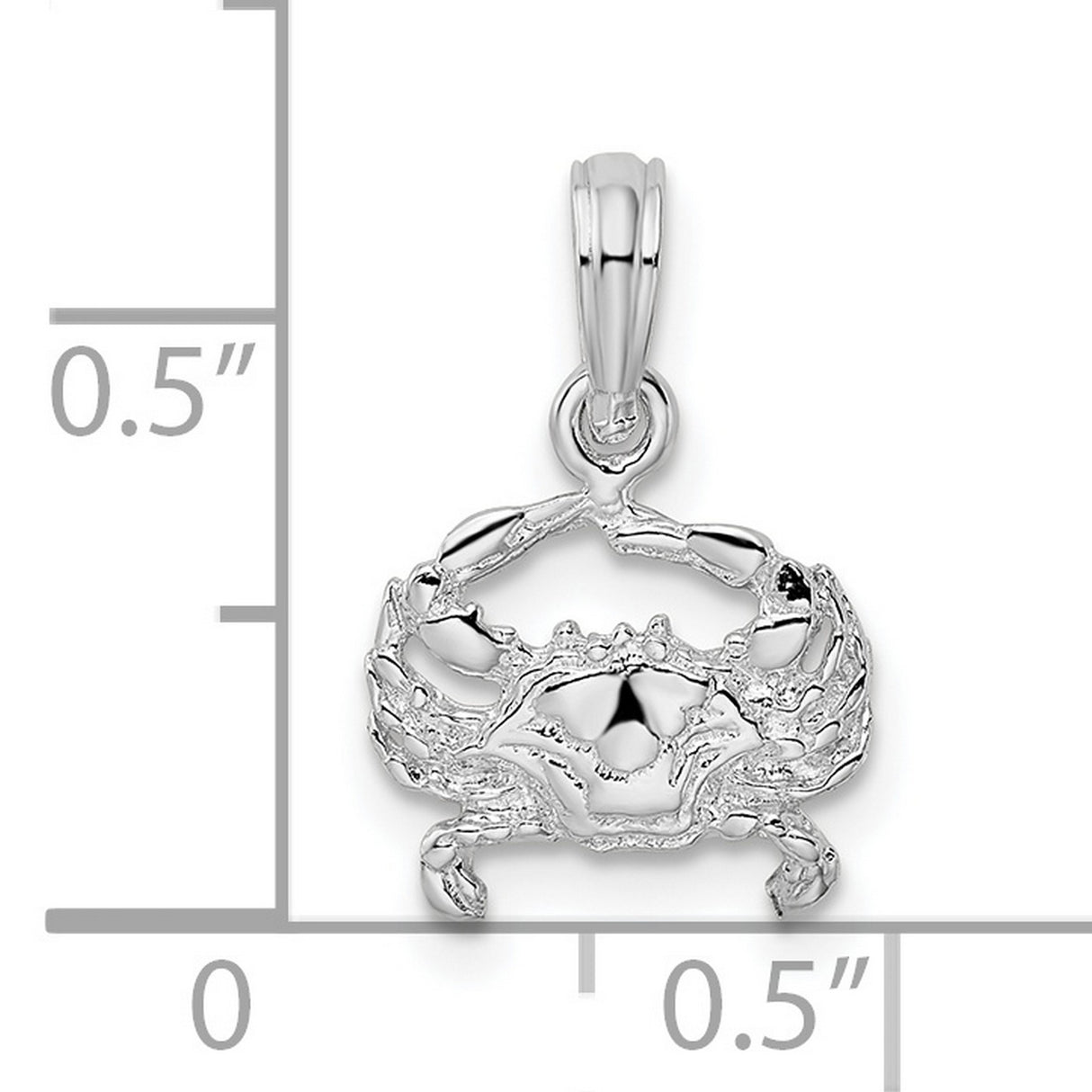 Polished Blue Crab Charm Pendant in Real 925 Sterling Silver